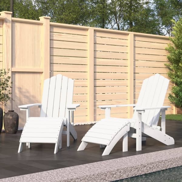 vidaXL Adirondack-havestole med fodstøtte 2 stk. HDPE hvid