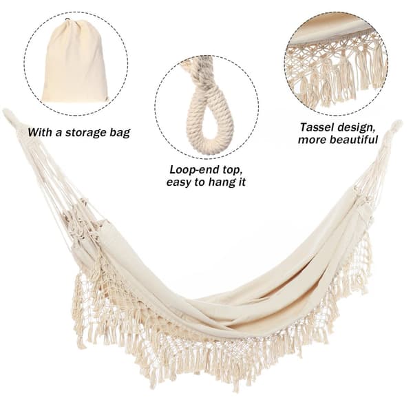 150cm hängande hängmatta Fringe Cotton Rope Canvas Macrame Swing Net Outdoor Indoor