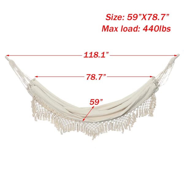 150cm hängande hängmatta Fringe Cotton Rope Canvas Macrame Swing Net Outdoor Indoor