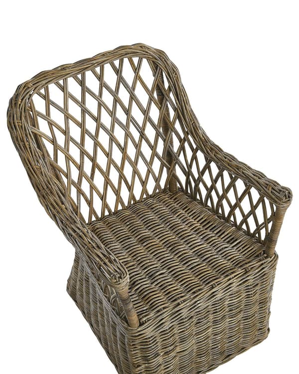 Puutarhatuoli luonnollinen 61 x 90 x 75 cm rottinki mahonki valkoiset pehmusteet