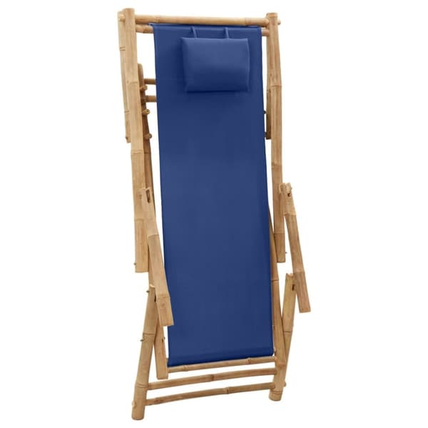 vidaXL Solstol bambu och kanvas marinblå