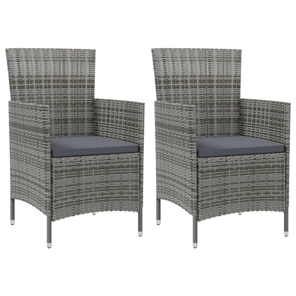 vidaXL havestole med hynder 2 stk. polyrattan grå