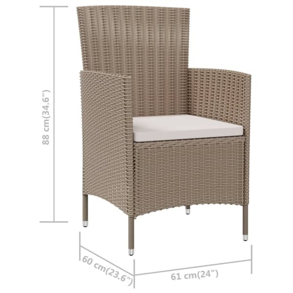 vidaXL Puutarhatuolit tyynyillä 2 kpl polyrottinki beige
