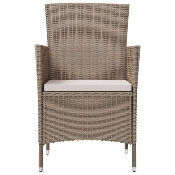 vidaXL Trädgårdsstolar med dynor 2 st konstrotting beige