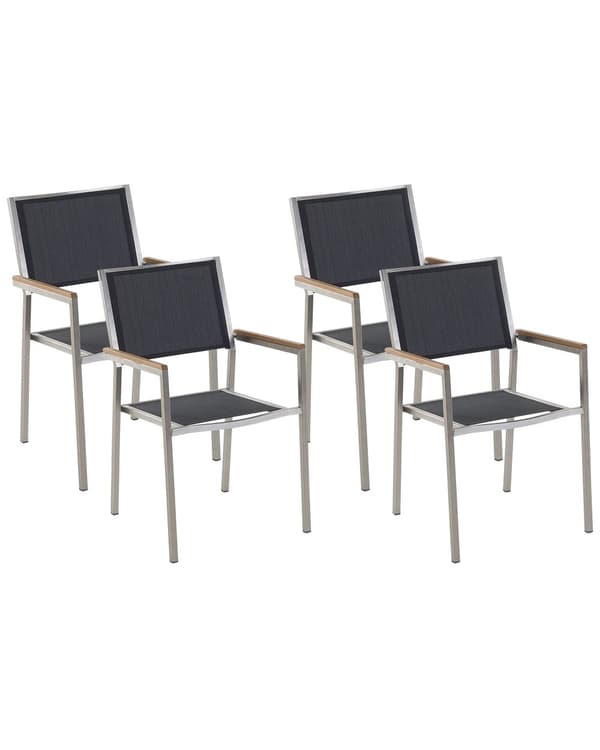 Have Spisestuesæt Lys Eukalyptustræ Top Stålstel 220 x 100 cm med 8 Sorte Stole