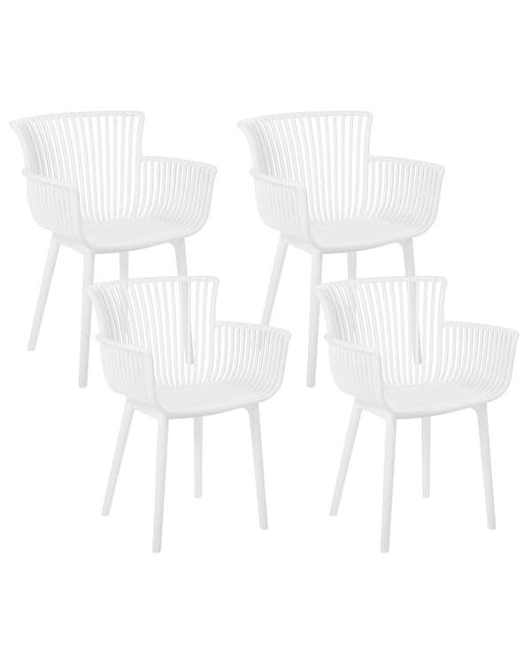 Tuoli valkoinen 52 x 84 x 45 cm polypropeeni 4 kpl käsinojat sisälle ulos moderni retro