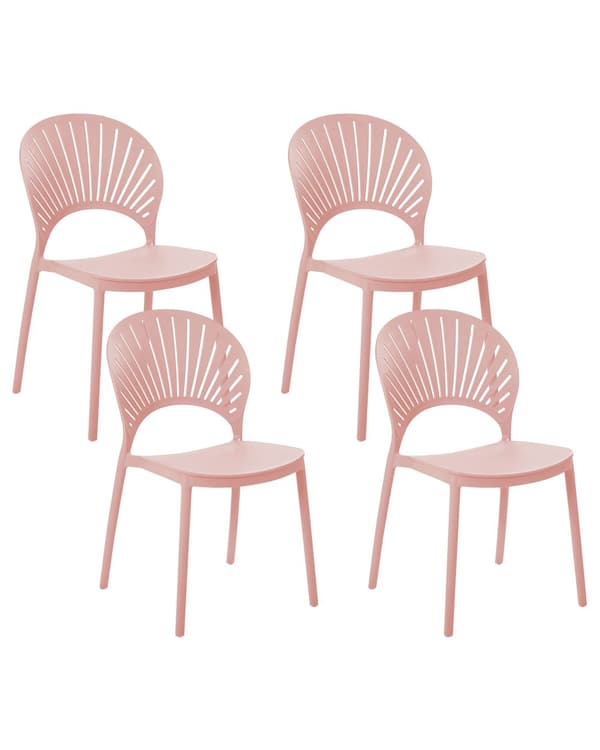 Tuoli pastellipinkki 46 x 83 x 51 cm polypropeeni 4 kpl pinottava sisälle ulos retro moderni