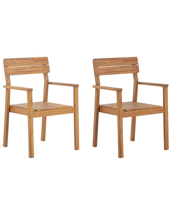 Havestole Lyst Akacietræ Sæt 88 x 52 x 60 cm Stole med Arm til Have Terrasse Altan Udendørs Rustik stil Vejr Bestandig UV og Regn