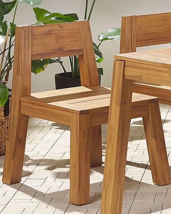 Puutarhatuoli vaalea 59 x 81 x 61 cm akaasia öljytty 2 kpl sisälle ulos