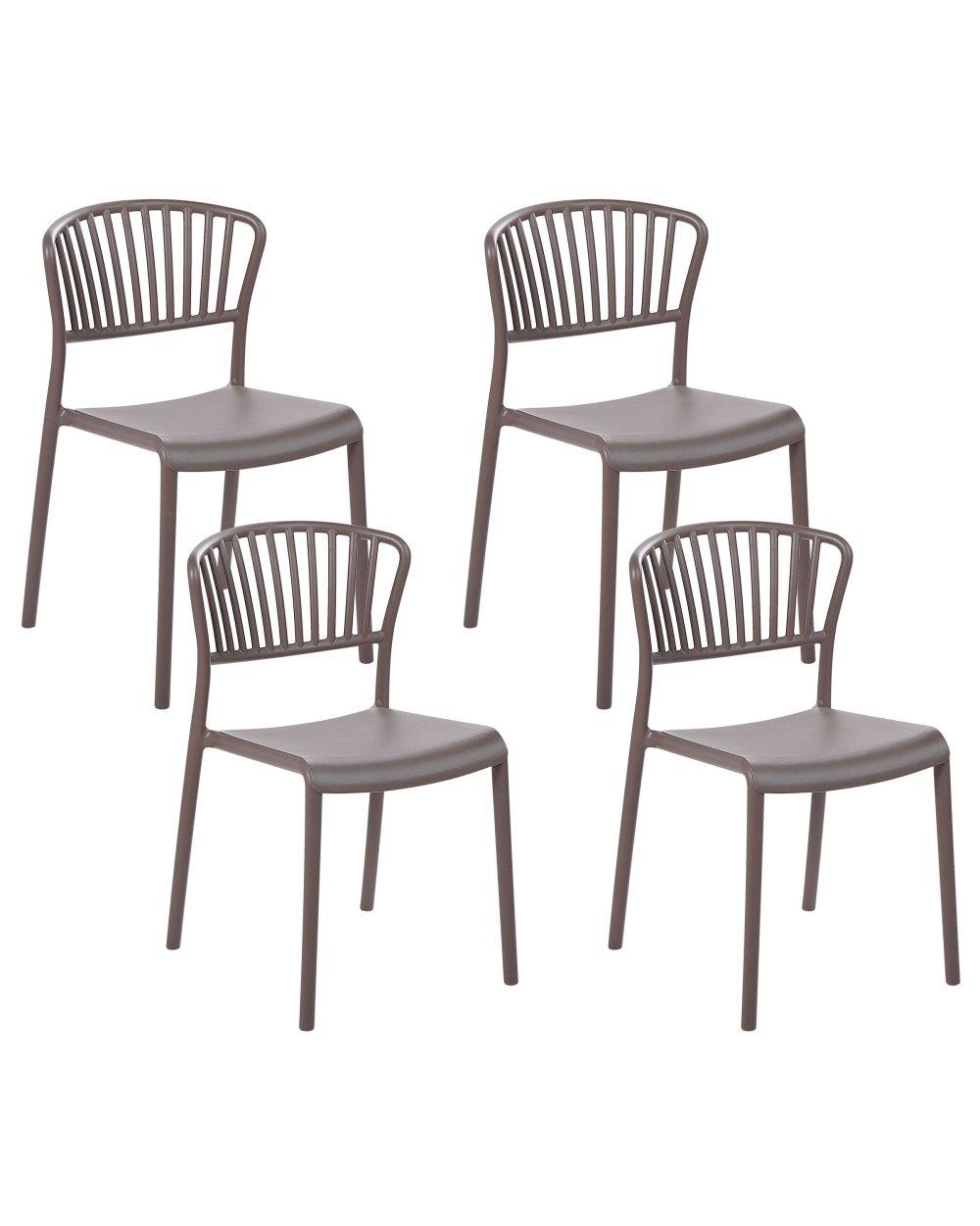 Matstol set om 4 plast taupe GELA