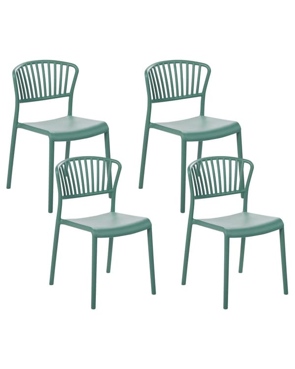 4 st Matstolar Plast Grön Inomhus Utomhus Trädgård Minimalistisk Stil