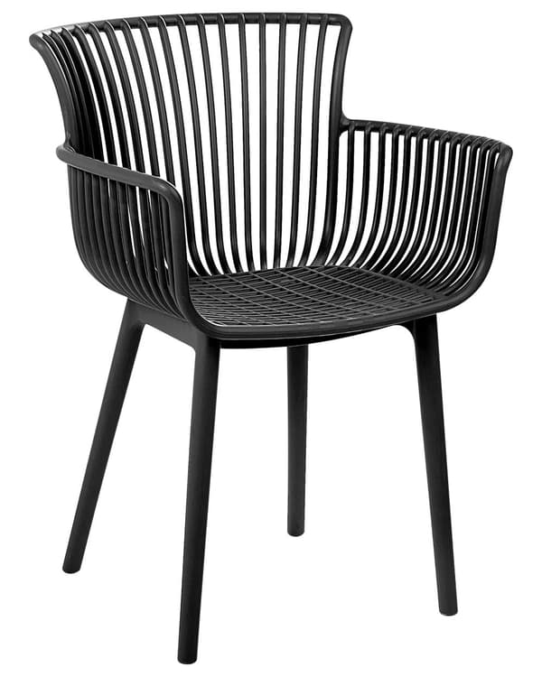 4 st Matstolar Svart Plast med Armstöd Inomhus Utomhus Trädgård Minimalistisk Stil