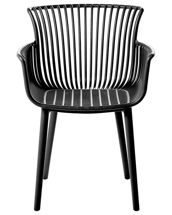 4 st Matstolar Svart Plast med Armstöd Inomhus Utomhus Trädgård Minimalistisk Stil