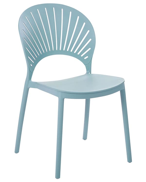 Set med 4 matstolar Plast Blå Inomhus Utomhus Trädgård Stapelbar Minimalistisk stil