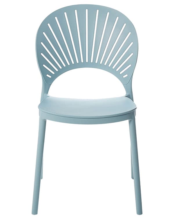 Set med 4 matstolar Plast Blå Inomhus Utomhus Trädgård Stapelbar Minimalistisk stil