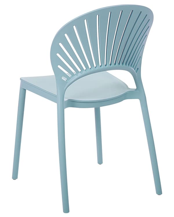 Set med 4 matstolar Plast Blå Inomhus Utomhus Trädgård Stapelbar Minimalistisk stil