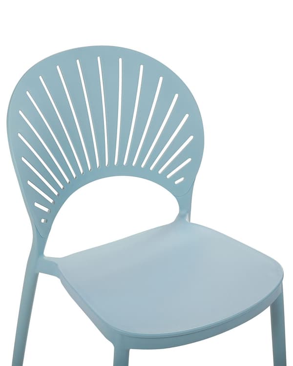 Set med 4 matstolar Plast Blå Inomhus Utomhus Trädgård Stapelbar Minimalistisk stil