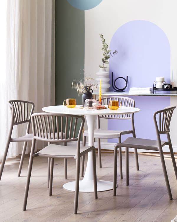 Havestole Taupe Polypropylen Sæt 50 x 50 x 78 cm Plastikstole uden Armlæn Stabelbare til Terrasse Have Dekoration Indendørs Udendørs Retro