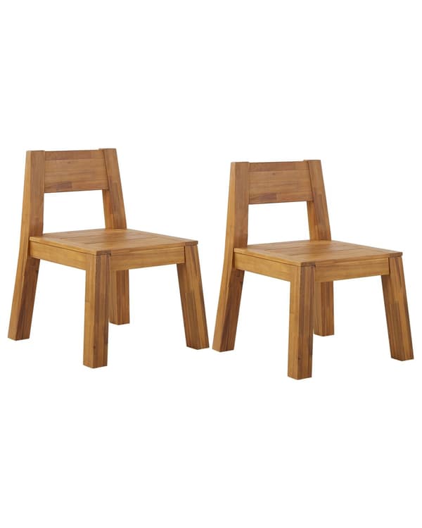 Sæt med 2 Havestole Lamineret Akacietræ Indendørs Udendørs Rustikt Design