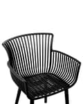 Miniatyrbillede 8 af 9: Havestole Sort Plast Polypropylen Sæt 4 stk Stabelstole med Armlæn Lamel Høj Ryg Spisebordstole til Spisestue Køkken Terrasse Have Indretning