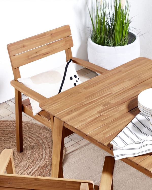 Havestole Lyst Akacietræ Sæt 88 x 52 x 60 cm Stole med Arm til Have Terrasse Altan Udendørs Rustik stil Vejr Bestandig UV og Regn