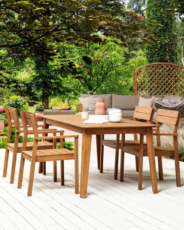 Havestole Lyst Akacietræ Sæt 88 x 52 x 60 cm Stole med Arm til Have Terrasse Altan Udendørs Rustik stil Vejr Bestandig UV og Regn