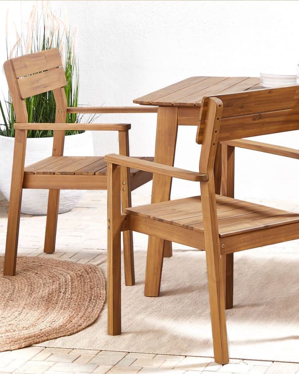Havestole Lyst Akacietræ Sæt 88 x 52 x 60 cm Stole med Arm til Have Terrasse Altan Udendørs Rustik stil Vejr Bestandig UV og Regn