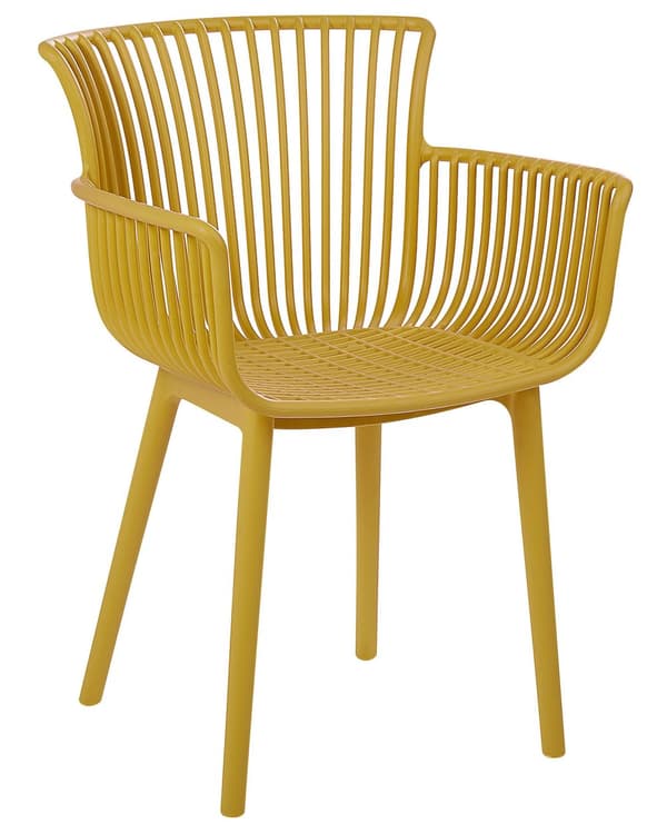 Set med 4 matstolar Gul Plast Inomhus Utomhus Trädgård med armstöd Minimalistisk stil