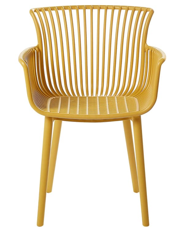 Set med 4 matstolar Gul Plast Inomhus Utomhus Trädgård med armstöd Minimalistisk stil