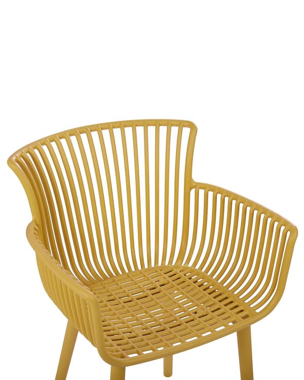 Set med 4 matstolar Gul Plast Inomhus Utomhus Trädgård med armstöd Minimalistisk stil