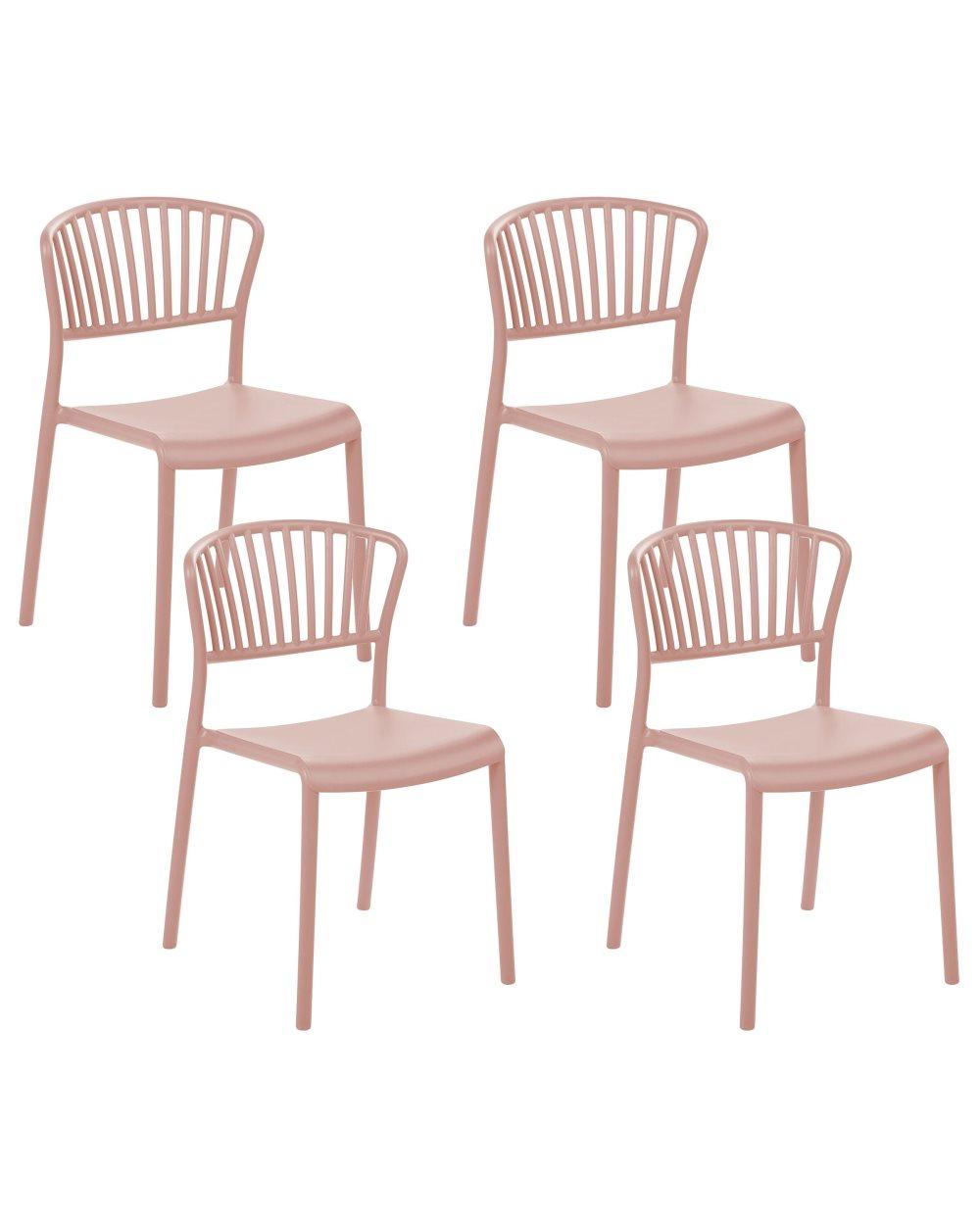 Matstol set om 4 plast rosa GELA