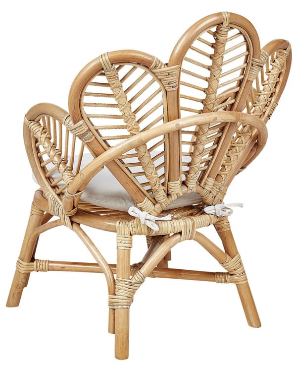 Påfågelstol för Barn Beige Rotting Bomull Dyna Trägård Uteplats Inomhus Boho