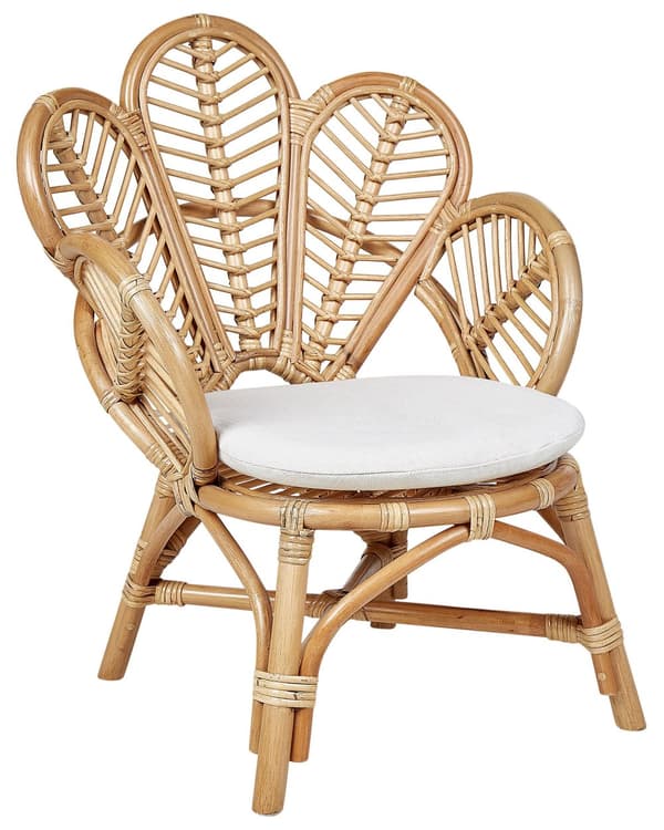 Påfågelstol för Barn Beige Rotting Bomull Dyna Trägård Uteplats Inomhus Boho