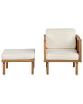 Pikkukuva 4 / 11: Puutarhatuoli vaalea 65 x 76 x 65 cm akaasia vaalea beige pehmuste rahi moderni