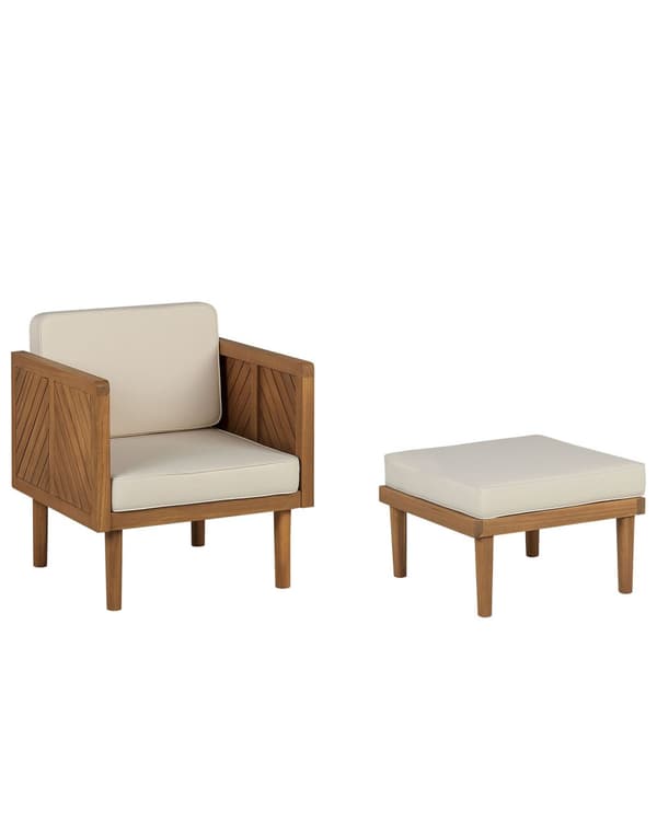 Puutarhatuoli vaalea 65 x 76 x 65 cm akaasia vaalea beige pehmuste rahi moderni