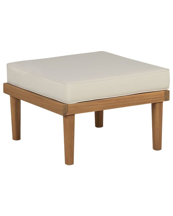 Trädgårdsfåtölj Akaciaträ med Fotstöd Polyester Sits Rygg Ljusbeige Kuddar Inomhus Utomhus