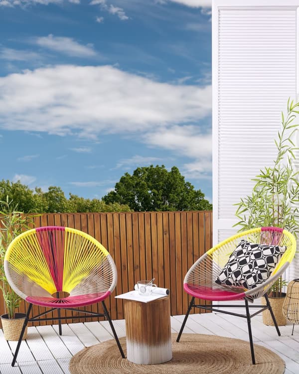 Sett med 2 hagestoler Flerfarget PE Rotting Papasan Moderne Design Hage Innedørs Utendørs