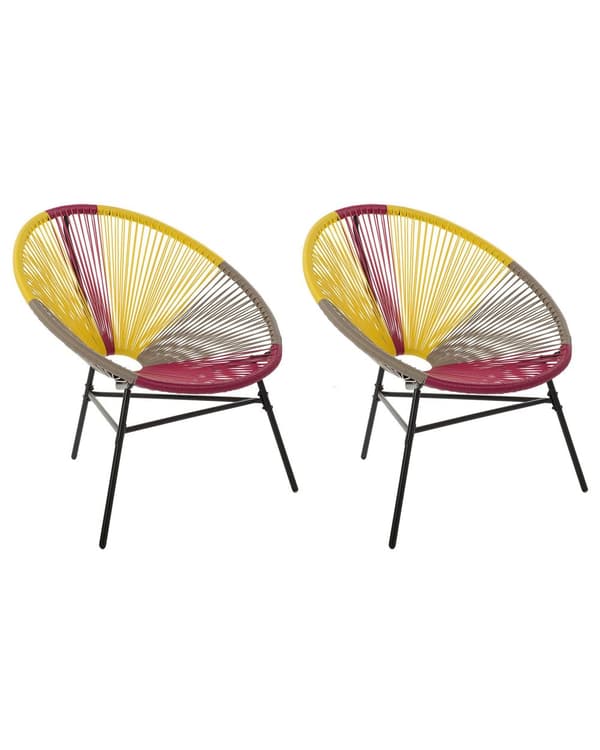 Sett med 2 hagestoler Flerfarget PE Rotting Papasan Moderne Design Hage Innedørs Utendørs