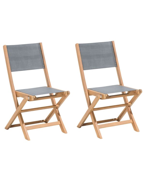 Sett med 2 Hagestoler Lyst Akasietre Foldbar Utendørs Terrasse