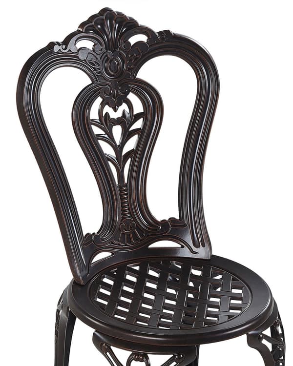 Sett med 2 Hagestoler Brun Aluminium Armløs Bistro Spisestue Vintage Mønster Metall