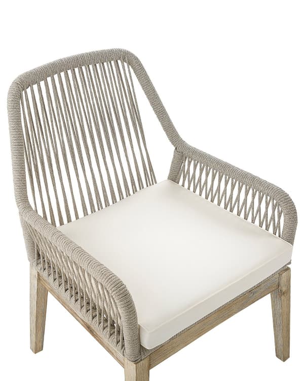 Sett med 2 utendørs spisestoler Beige Polypropylen Stålramme Ben i lyst akasietre Sitteputer Korgstol Moderne design Hagemøbler