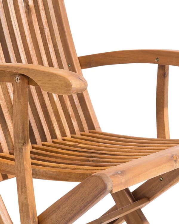 Sett med 2 hagespisestoler i lyst tre med hvit pute Akasietræramme Sammenleggbar rustikk design