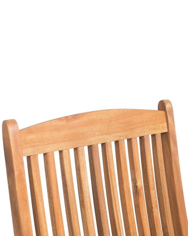 Sett med 2 hagespisestoler i lyst tre med hvit pute Akasietræramme Sammenleggbar rustikk design