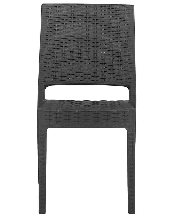 Sett med 2 Hagestoler Grå Syntetisk Materiale Stabelbar Utendørs Minimalistisk