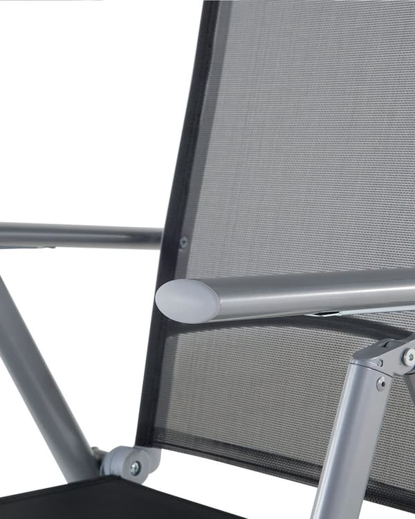 Sett med 6 Hagestoler Svart Tekstil Sølv Aluminiumsramme Sammenleggbar Tilbakelent