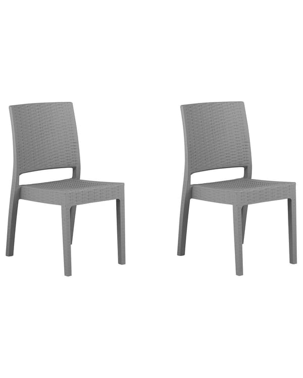 Sett med 2 Hagestoler Lysegrå Grå Syntetisk Materiale Stabelbar Utendørs Minimalistisk