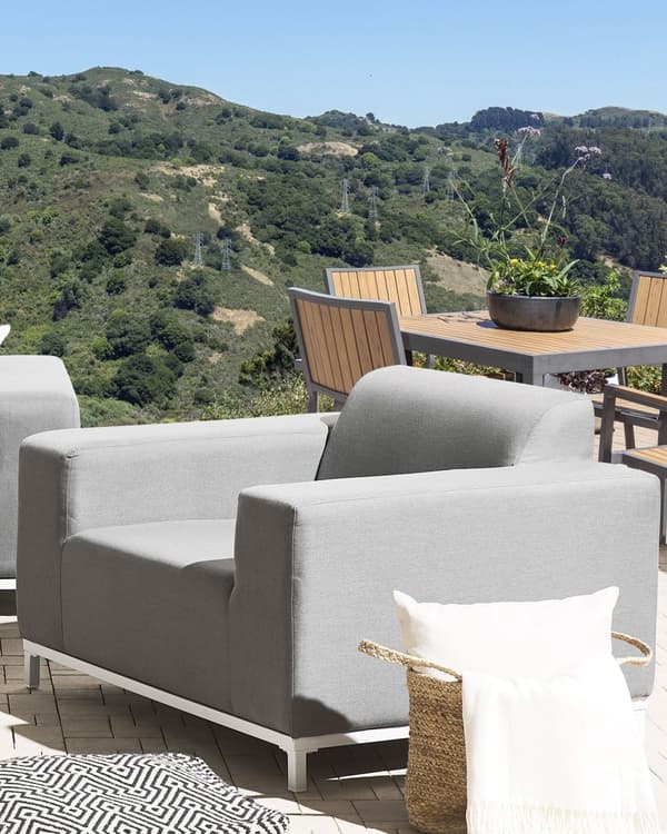 Sett med 2 Hagestole Grå Hvit Aluminium Ben Vannbestandig Hage Terrasse