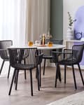 Miniatyrbilde 4 av 9: Sett med 4 Spisestuestoler Svart Plast Innendørs Utendørs Hage med Armlener Minimalistisk stil