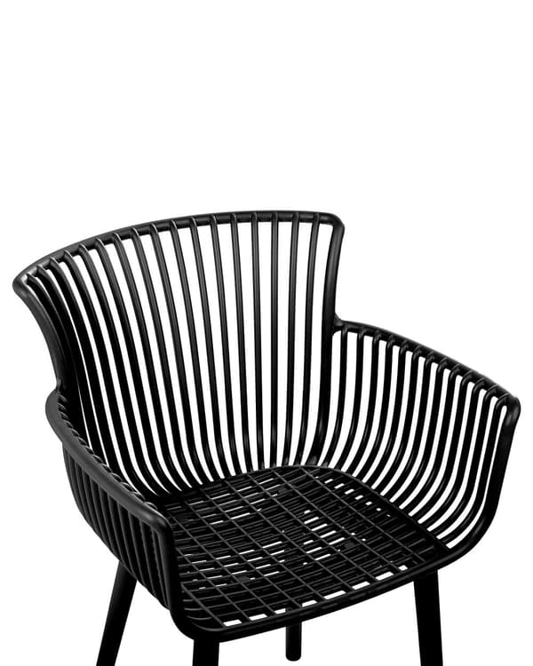 Sett med 4 Spisestuestoler Svart Plast Innendørs Utendørs Hage med Armlener Minimalistisk stil