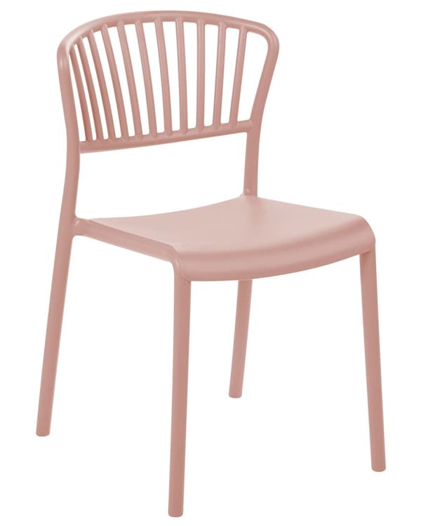 Sett med 4 Spisestuestoler Rosa Plast Innendørs Utendørs Minimalistisk Stil